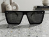 Oversized Flat-Top Square Sunglasses in Matte Black
