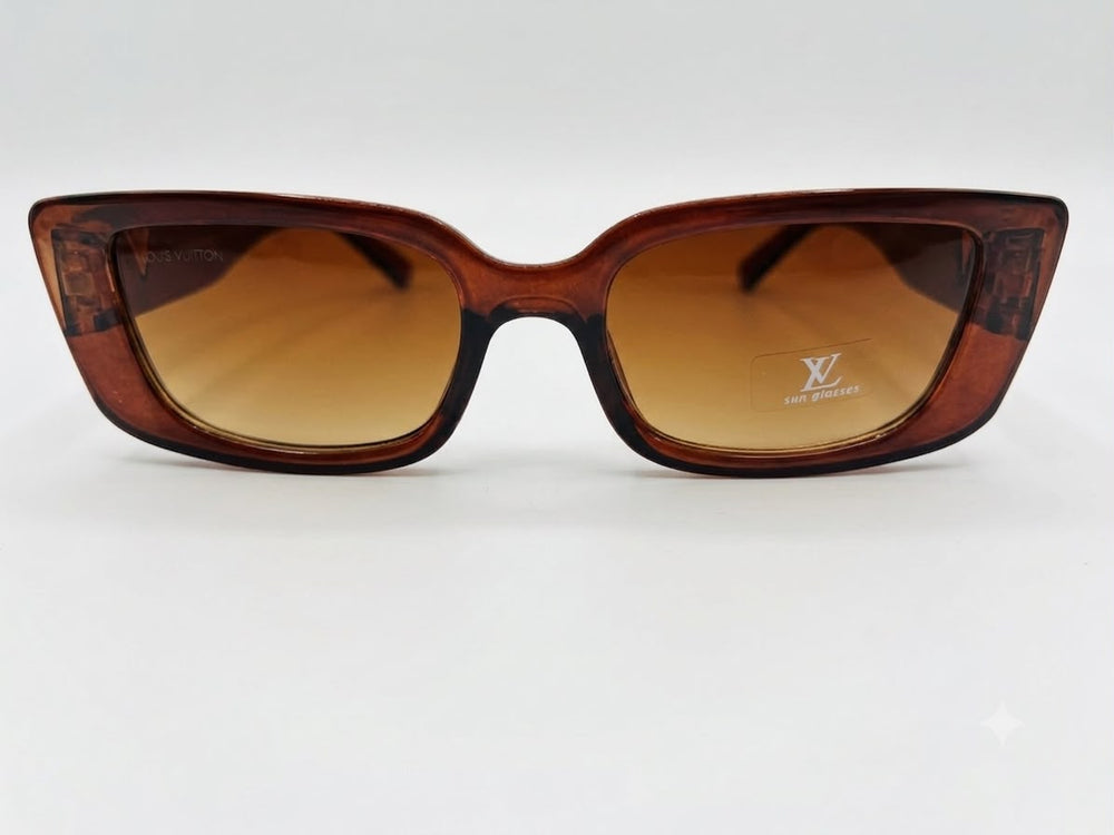 Vintage-Inspired Tortoise/Brown Rectangular Sunglasses